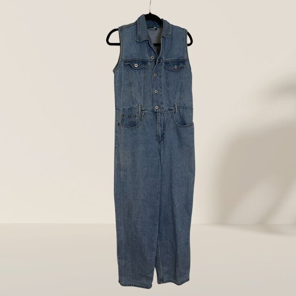 Vintage 90's Grass Roots Denim Sleeveless Jumpsuit - Picture 3 of 9